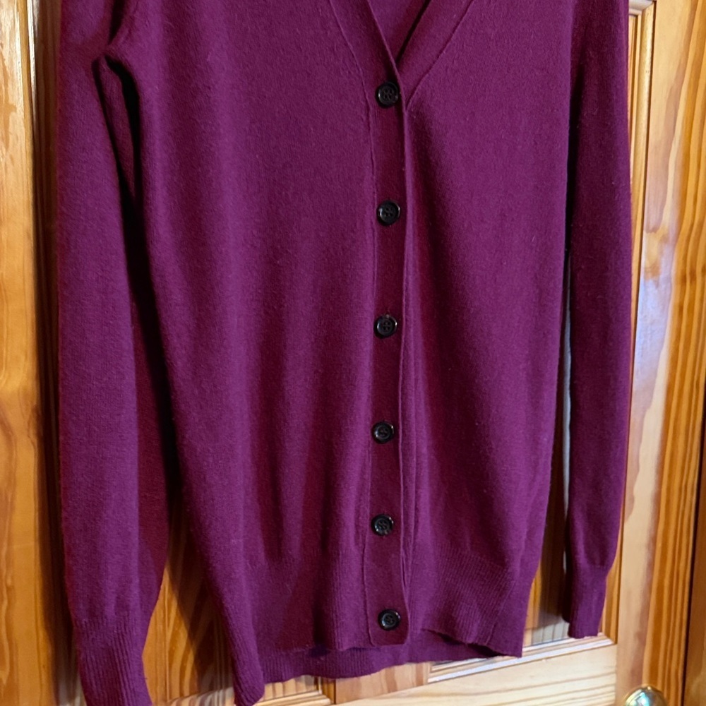 J. Crew Deep Red V-Neck Cardigan- Wool and Cashmere blend - Picture 4 of 9